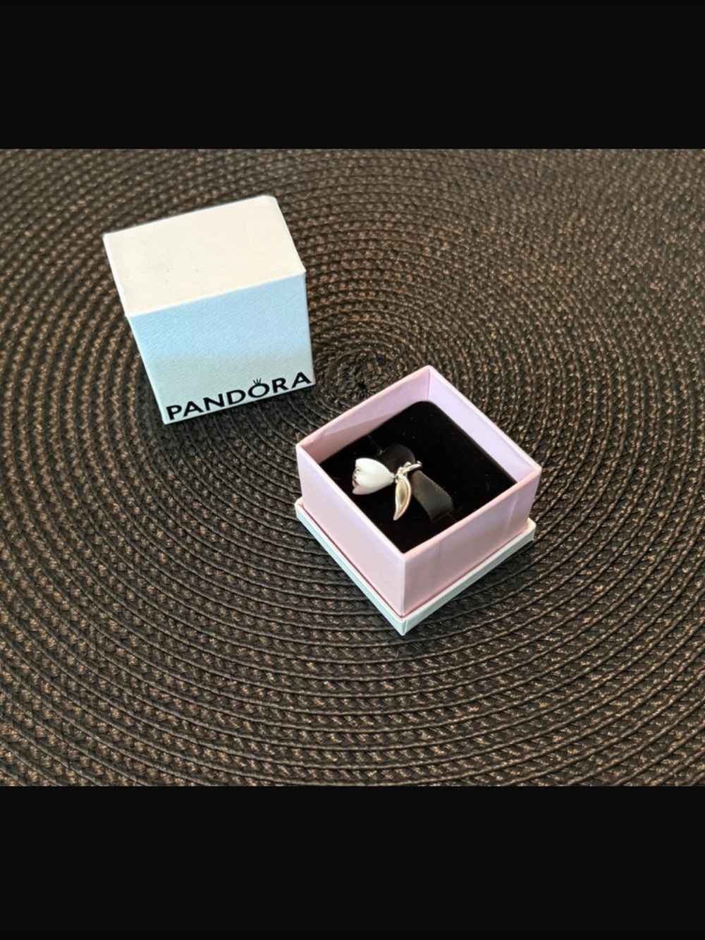 Pandora White Tulip Enamel & Silver Dangle Charm